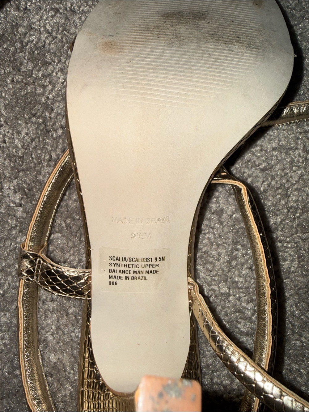 Steve Madden Scalia Metallic Gold Snake-Embossed Spiral Strap Heels. Size: 9.5 - Picture 12 of 13